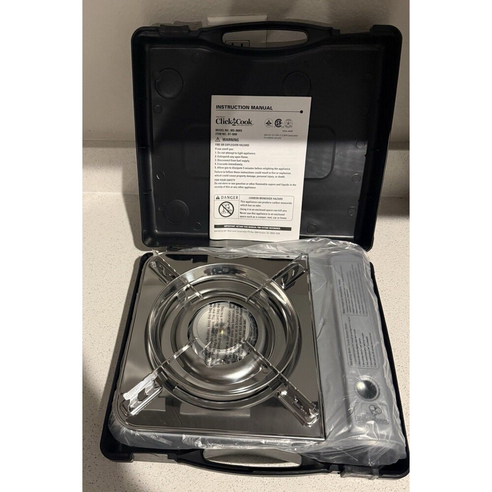 Click2Cook Stainless Portable Gas Camping Stove 8oz Butane Cans 9560 BTU - New